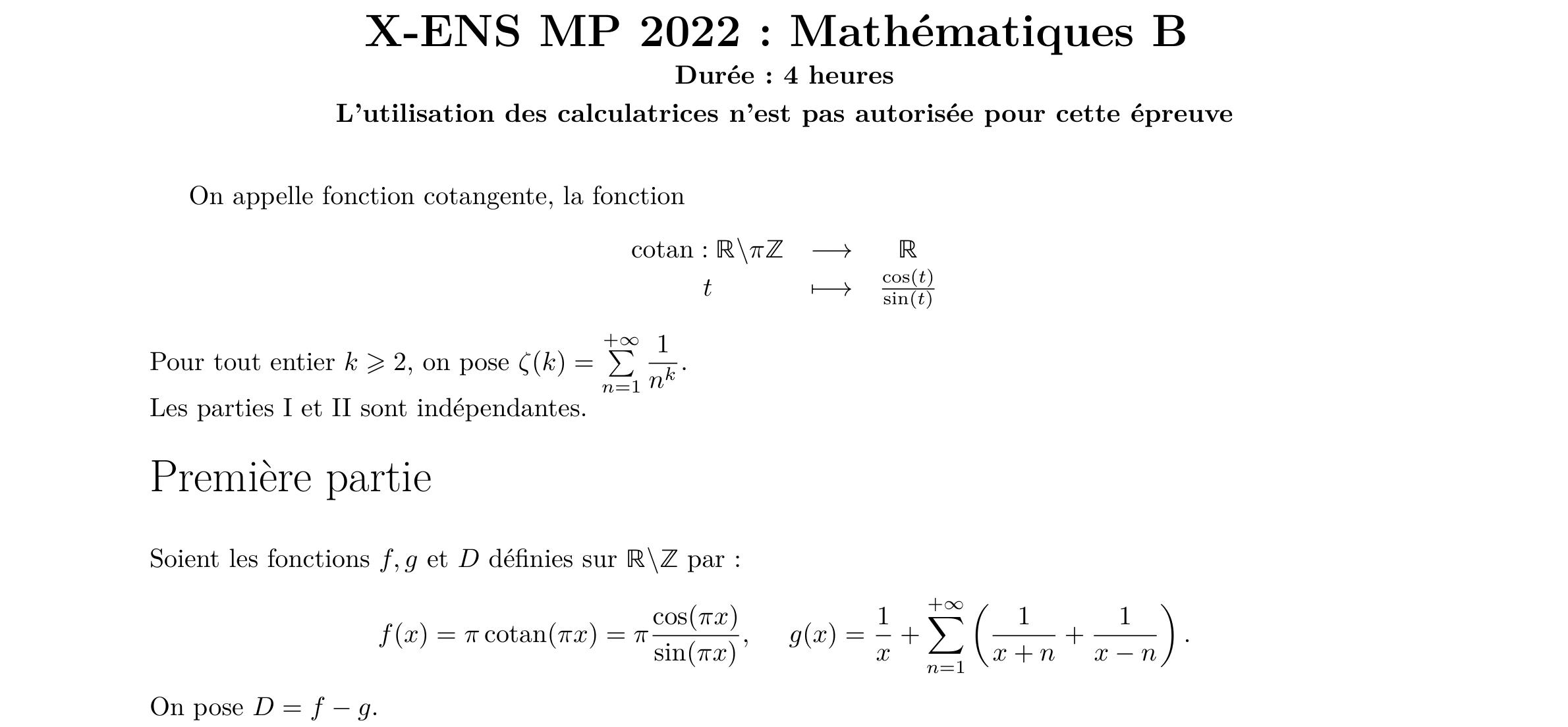 Corrigé X-ENS MP 2022 Maths B