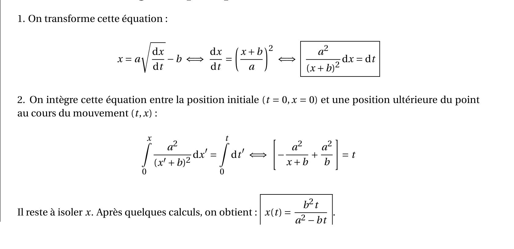 Corrig int gration par s paration des variables